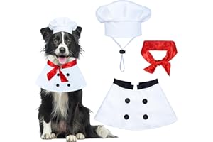 GOYOSWA Dog Halloween Costumes, Dog Chef Costume Chef Hat Clothes with Red Scarf Funny Holiday Clothes Outfit Halloween Costumes for Small Medium Large Dogs Pets (Large)