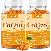 CoQ10 500mg Gummies-3X Better Absorption Q10 Supplements - Plus Omega-3 Magnesium, Vitamin B3 & Zinc for Heart Health, Cellular Energy & Antioxidant, Vegan, Non-GMO 120 Ct (2)