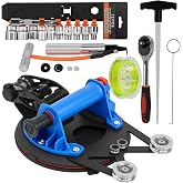 Windshield Removal Tool Kit, Auto Glass Removal Kit with Dual Direction Cutting System, Glass Cutting Tools &amp; Threader,Auto-Lock Wire,8 Inch Suction Cup,High Strength Steel for Cars,Trucks SUVs (Blue)