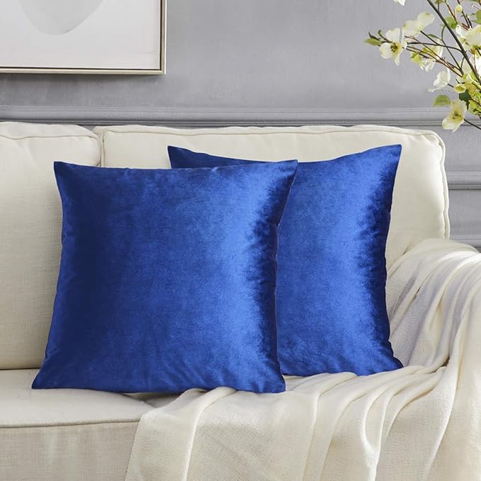 GIGIZAZA Decorative Throw Pillow Covers 16x16,Royal Blue Square Couch Pillow Covers