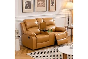 Caberryne Leather Recliner Sofa Sets, Loveseat for Living Room Furniture Set, Reclining Loveseat Couch, Wall Hugger Double House/Office/Theater Seating(Loveseat Recliner), Yellow