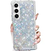 Changjia for Samsung Galaxy Z Fold 7 Glitter Case, Cute Bling Sparkle Shiny Sequin Stars Four Corner Soft TPU Silicone Shockproof Women Girls Slim Protective Phone Case for Galaxy Z Fold 7 5G (Silver)