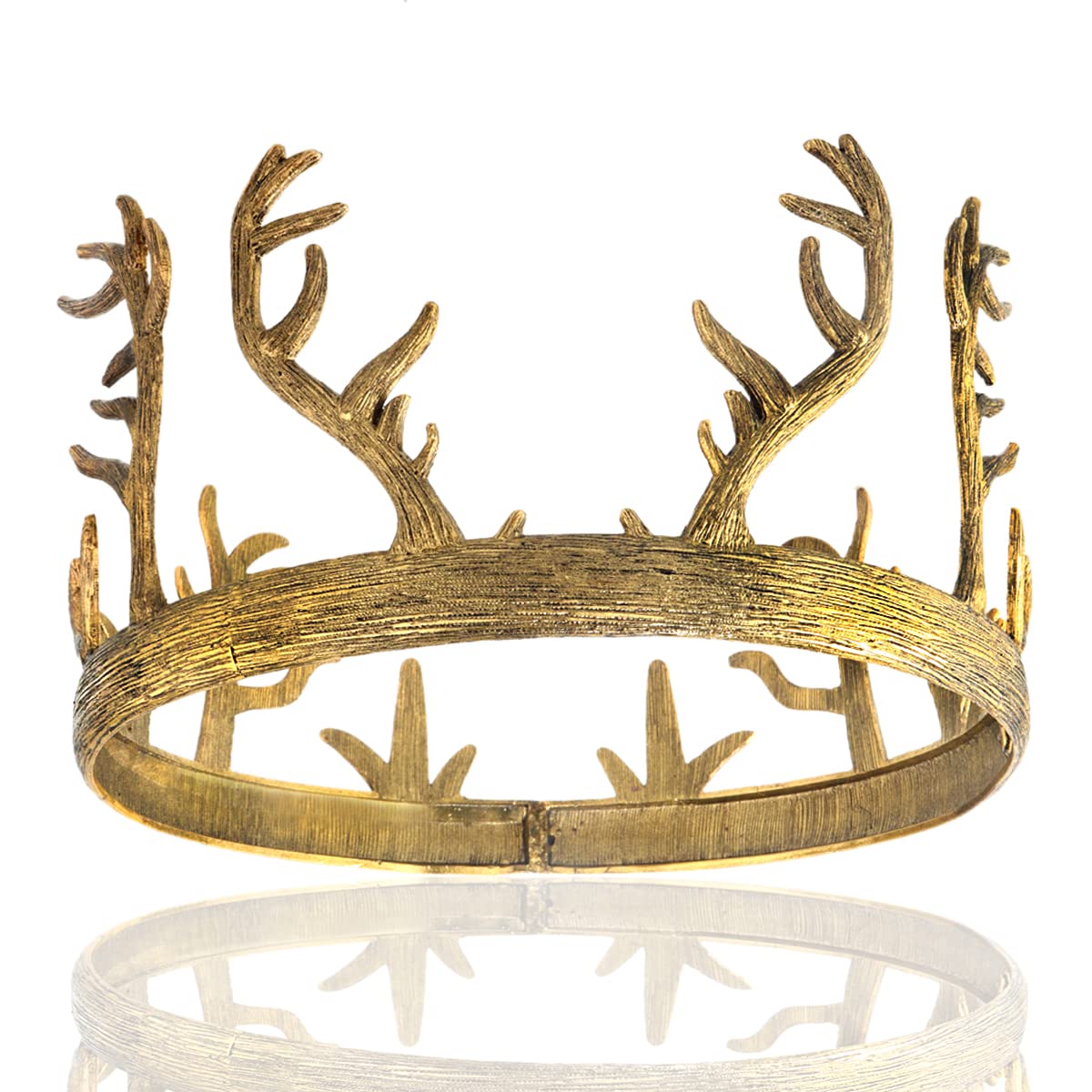 Photo 1 of YOVECATHOU King Queen Antlers Metal Crown Round Hair Crown Costume Party Accessories For Wedding Birthday Party Cosplay Halloween