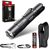 klarus XT2CR 1600 Lumens USB Rechargeable Tactical Flashlight, Dual Tail Switches, IPX8 Waterproof, with 3600mAh Battery and Holster for Military , Outdoor, Camping and Emergency Use