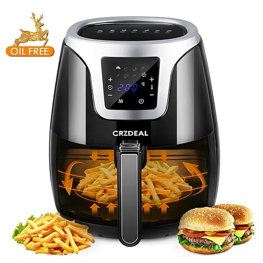 CRZDEAL Freidora de aire sin aceite 3,5 L con sistema de ...