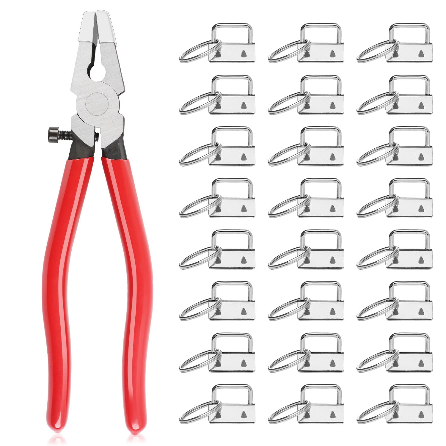 MaxAwe 50 PCS Key Fob Hardware Set, 1 Inch Keychain Hardware with Key Ring and Pliers Tool for Keychain Wristlet Clamp Webbing Fabric DIY Making Hardware Supplies — image 1