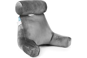 ZOEMO Bed Rest Reading Pillow, Big Bedrest Pillows with Arm Rests and Neck Roll Pillow, Armrest Pillows for Reading Watching TV in Bed Floor or Sofa