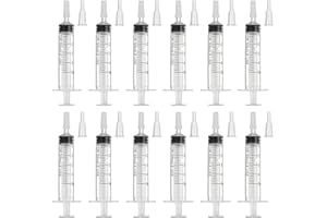 PATIKIL 12Pcs DTF Syringes Printer Cleaning Kits, 5ML DTF Syringes with 12 White Caps and Adapters No Needle for Printer Nozz