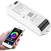 XXK WB5 RF WiFi Bluetooth LED Strip Controller RGB CCT RGBW 5in1 Dimmable Compatible with Smart Life APP/Alexa Echo/Google Assistant Home/Siri, DC12-24V Lights Controller