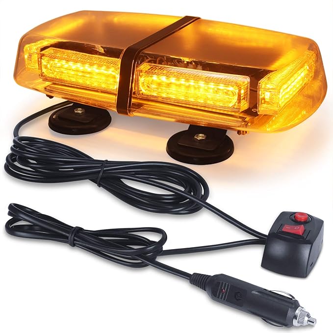 LED Strobe Light, 12V24V Amber 54 LED Warning Safety Flashing Beacon Lights with 4