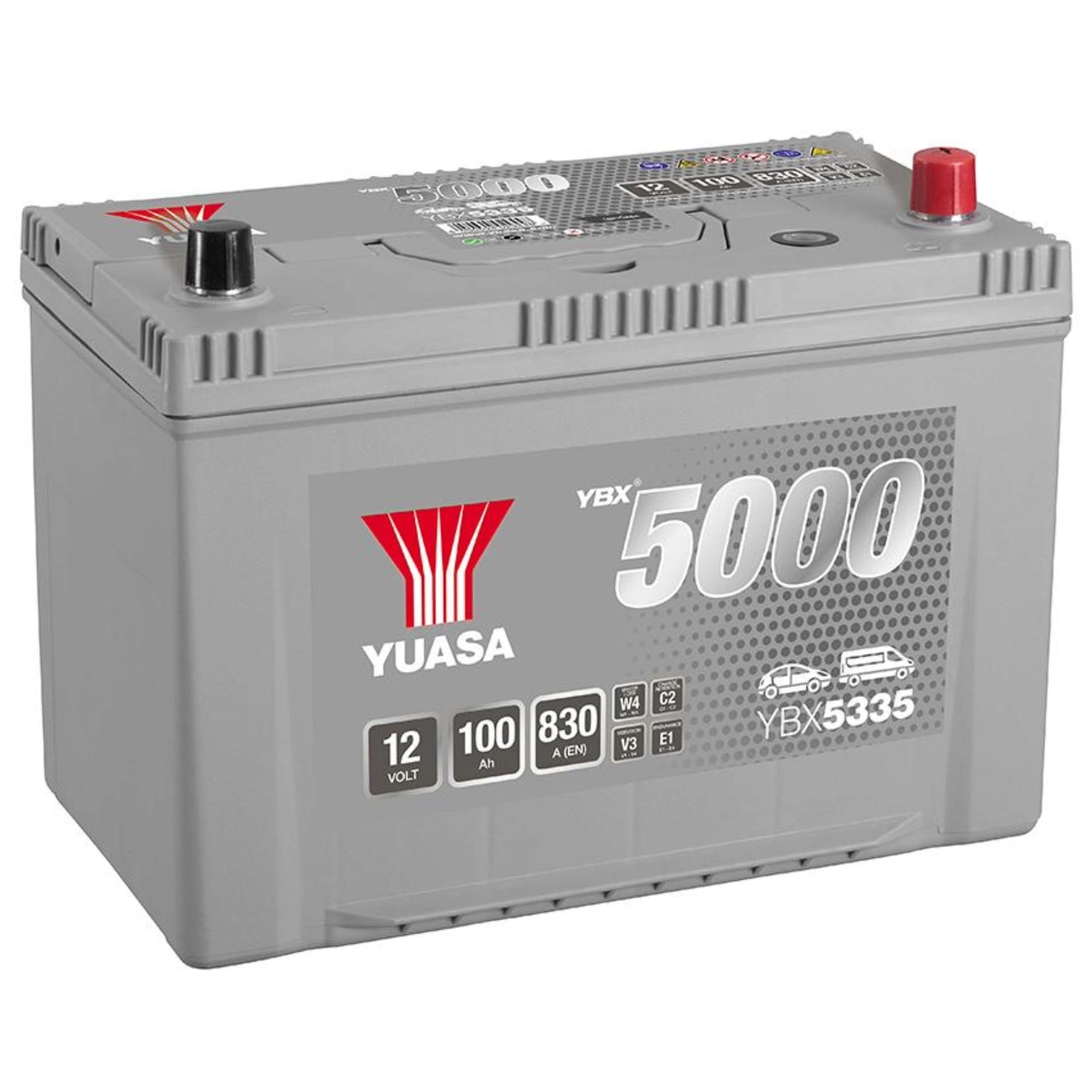 Yuasa YBX5335 12V 100Ah 830CCA Silver Sealed Maintenance Free High Performance Car Battery
