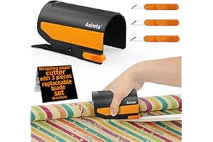 ASIROTA Wrapping Paper Cutter with 3 Replaceable Blades,Slider Wrap Cutter for Gift Wrapping Accessories,Gift Wrap Cutter Tool for Holiday Gift Wrapping, Paper Roll Cutter for Birthday Christmas