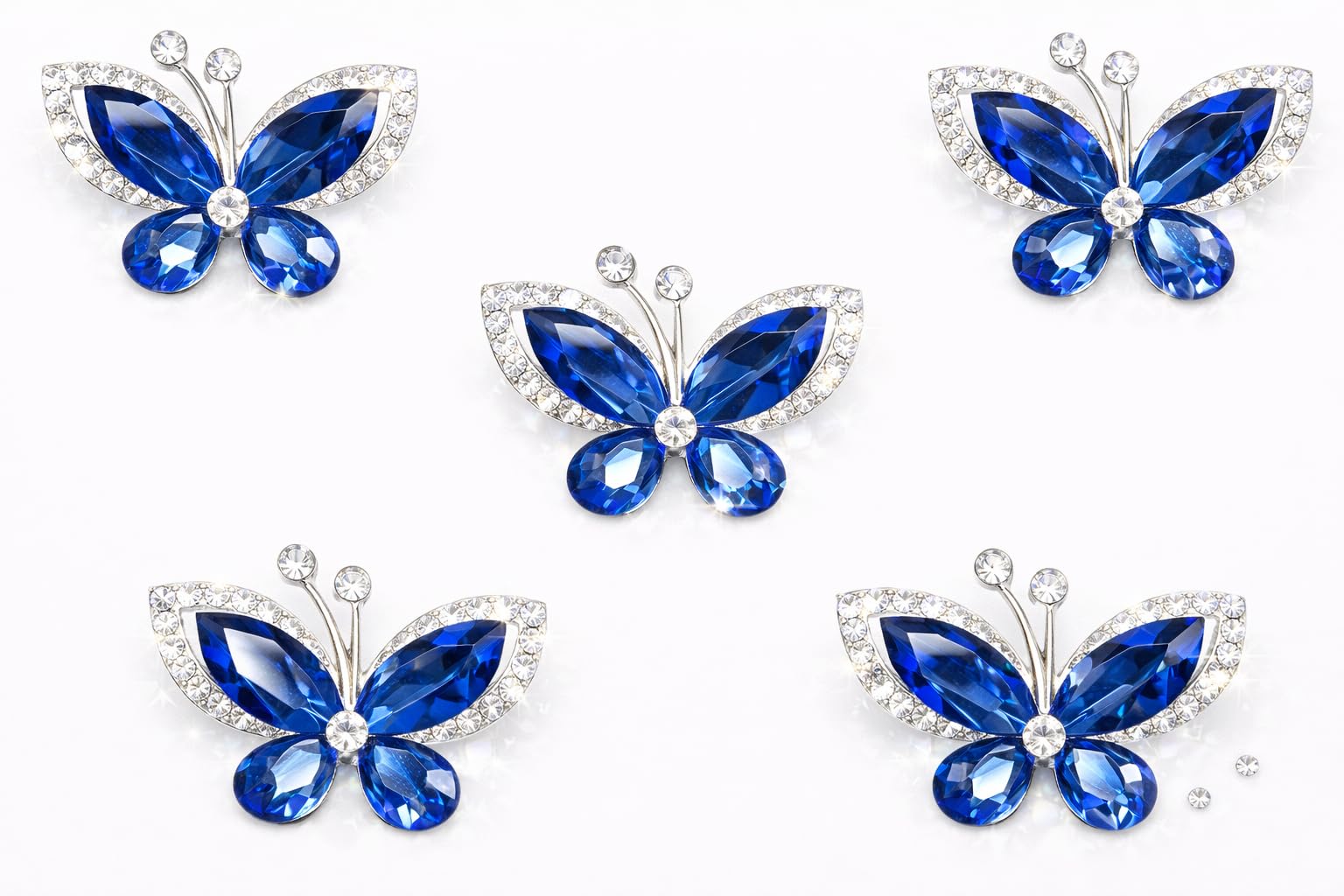 Syntego 5pcs Crystal Butterfly Flat Back Rhinestone Embellishments – Grade A Diamante Craft Decorations | Sparkly Butterfly Gems for Wedding, DIY Crafts, Cards, Scrapbooks, and Home Décor — image 1