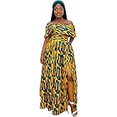 SHENBOLEN Womens African Print Skirt Top Set Tradition Clothing