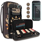 TIKOdirect Carrying Case Accessories Bundle for Switch 2 2025, Portable Travel Case with Protective Cover, Screen Protectors, 4 Thumb Grip caps and Cute Stickers, Black