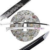 OYZ Katana Sword Clay Tempered T10 Steel Real Choji Hamon Japanese Samurai Katana Tsuba Sword Sharp Blade Full Tang Handmade