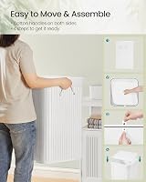 SONGMICS 95 L Laundry Basket with Lid Bamboo Handles Foldable White LCB060W01 view 7
