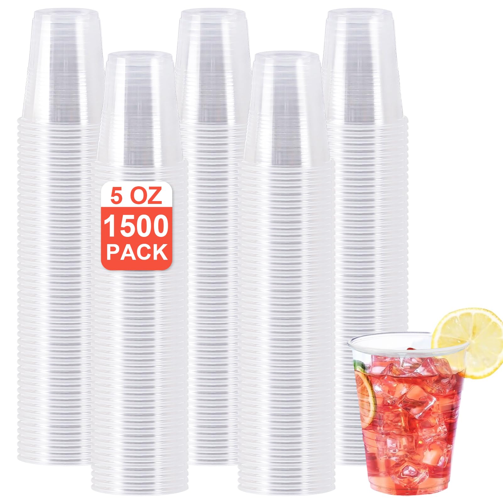 Photo 1 of SIUQ 1500 Pack 5 oz Clear Plastic Cups, Disposable Mouthwash Cups, Plastic Cups 5 Ounce, Cold Party Drinking Cup for Party, Picnic, BBQ, Travel, Events and Everyday Use