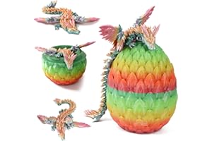Lyxaof 3D Printed Dragon Egg Crystal 3D Dragon Fidget Toys for Adult Articulated Dragon Egg Posable Surprise Dragon Gifts for Home Office Desk Decor