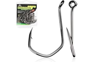LUCKYFISHING Octopus Hooks Fishing Hooks for Saltwater Freshwater Offset Catfish Hooks for Bass Trout Redfish Fishing Hook Size 1 2 4 6 1/0-8/0 with 50/60/70/80/100PCS