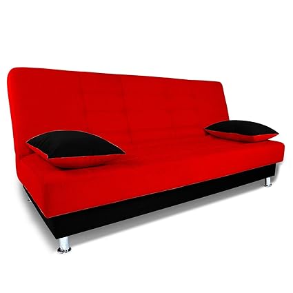 Adorn India Alyssum 3 Seater Sofa Cumbed(Red & Black)