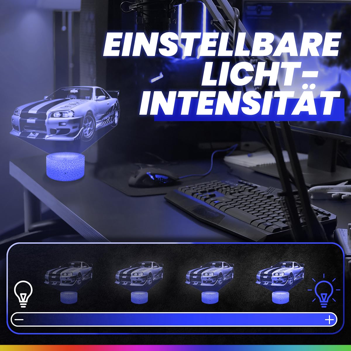 Lampephoto.fr - N. Fast and F. 11 D Lampe, Touch Nachtlicht, Deko Supercar Kollektion, Geschenkidee für Männer, Sportwagen Nachtlicht Dekoration für das Schlafzimmer, Originelle Geschenk, TOP 3