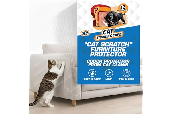 12 Pack Cat Scratch Furniture Protector Tape Sheets – Double-Sided Sticky Training (5 XL, 5 Large, 2 Medium) – Anti-Scratch C