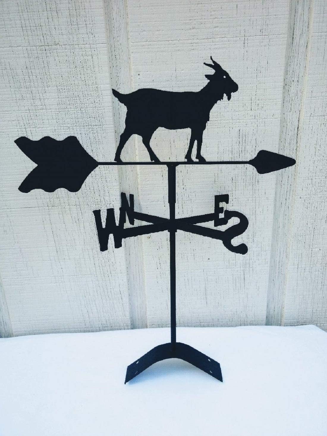 Weathervanes - The Lazy Scroll Goat Roof Mount Weathervane Black Wrought Iron Look