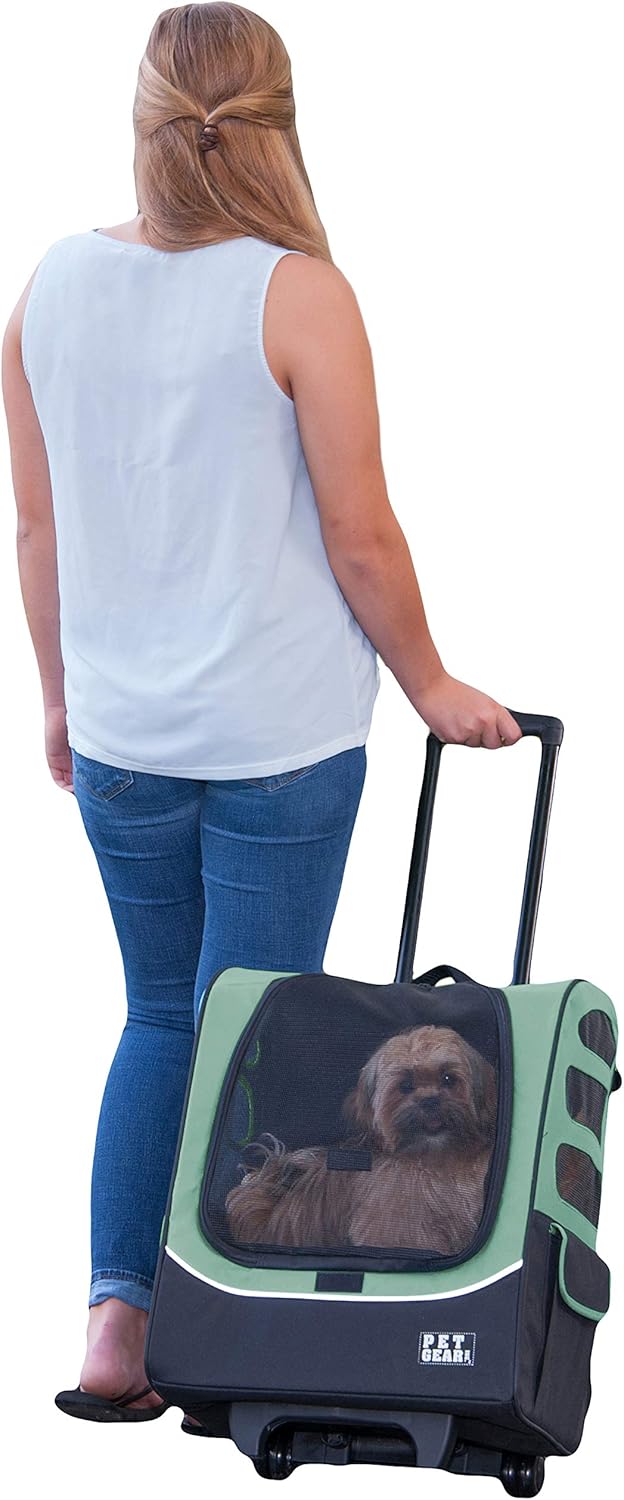 Pet Gear I-GO2 Roller Backpack, Travel Carrier, Car Seat for Cats/Dogs, Mesh Ventilation, Included Tether, Telescoping Handle, Storage Pouch : Pet Supplies