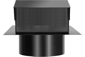 TOPFURN 6 Inch Roof Vent Cap,Roof Vents with Damperand Grille That,Removable Roof Vent,6'' Exhaust Vent Wall Vent for Ventilation System,Black