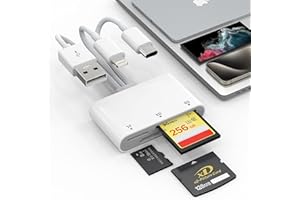 XD Card Reader, SD Card Reader for iPhone, 3 in 1 SD/TF/XD Picture Reader for Lightning/USB C/USB A Device, Lightning+USB A+U