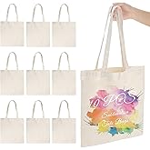 Joyclub 10 Pack Sublimation Tote Bags Blanks large 15 x 16 in with Long Handle Reusable Grocery Polyester Bags For Sublimation Shopping DIY Decorating Crafting Natural Color