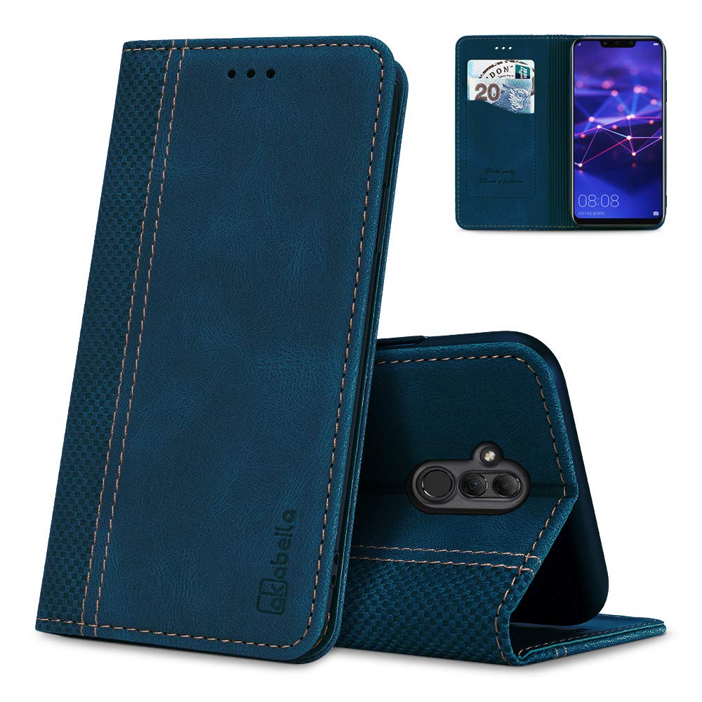 AKABEILA Case for Huawei Mate 20 Lite Premium PU Leather Flip Wallet Case with Magnetic Closure Kickstand Card Slots Folio Phone Case Cover Shockproof Blue