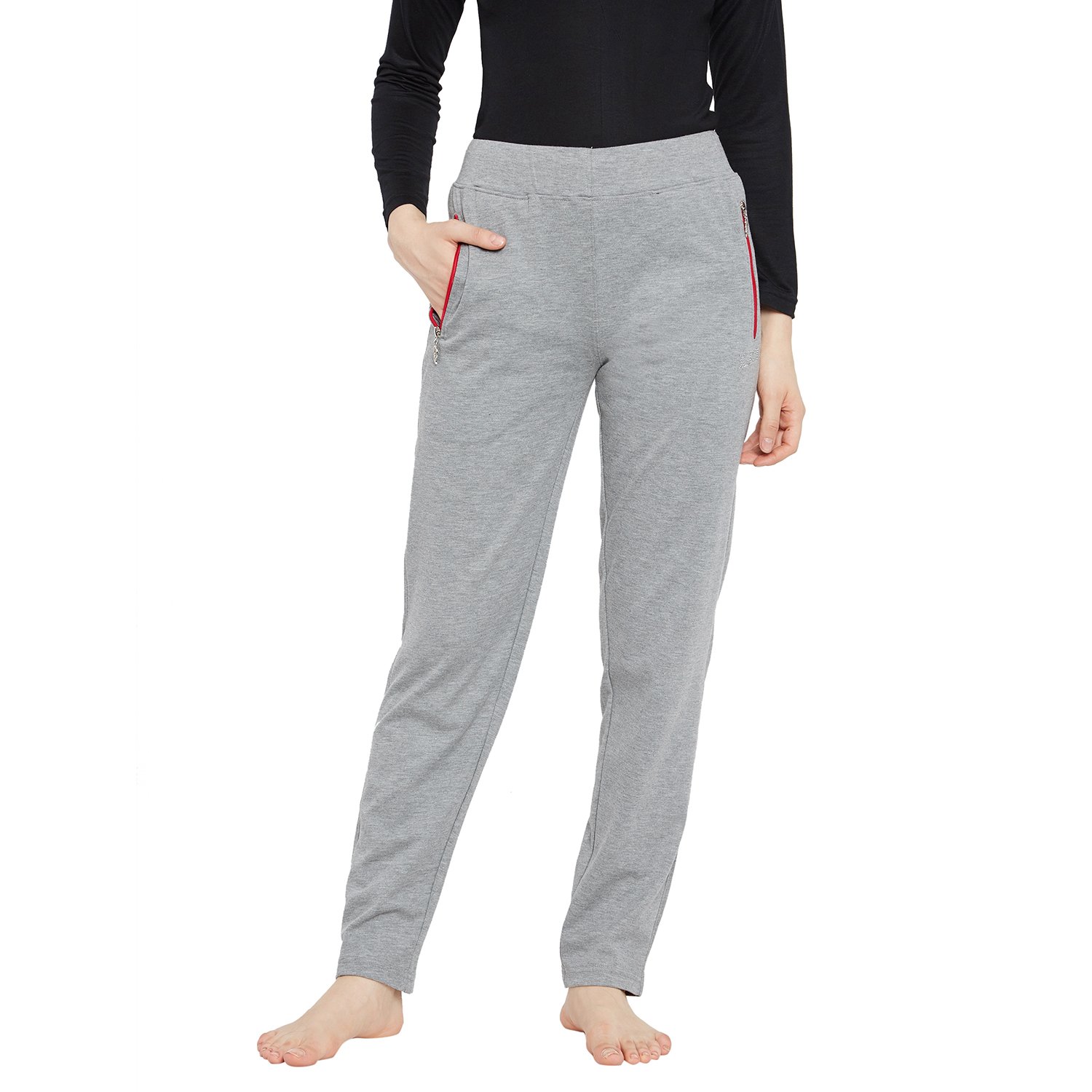 camey women cotton comfortable long pajama track pant side zipper pocket