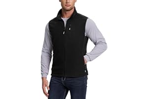 Outdoor Ventures Men's Full-Zip Lightweight Polar Fleece Vest Outerwear with 5 Pockets Warm Winter Sleeveless Jacket Casual