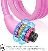 Ainiv Four-Digit Cable Lock 65cm Anti-Theft Bicycle Lock Pink view 7