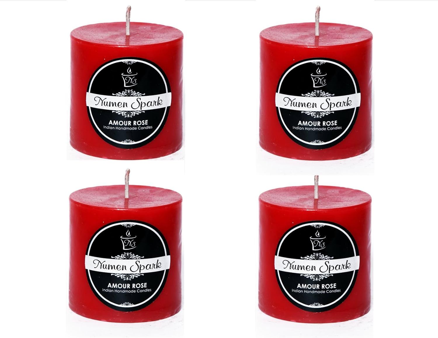 Buy Ns Numen Spark Set Of 4 Amour Rose Solid Pillar Candle 3x3