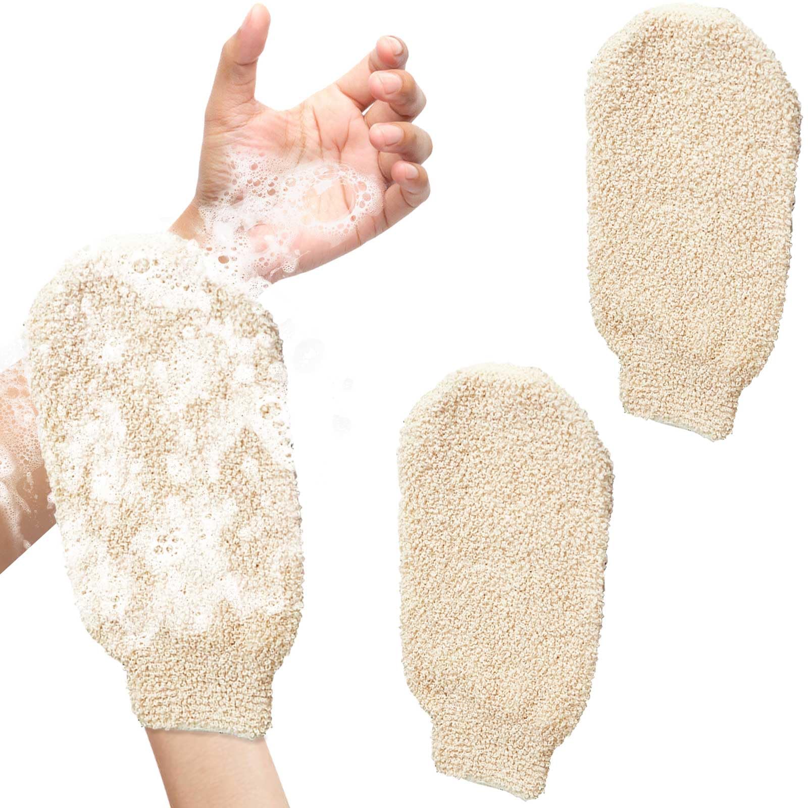 2 Pcs Exfoliating Gloves, BetterJonny Bath Shower Gloves Mitts Bamboo Fiber Bath Gloves Body Cleaning Cloth Sponges for Exfoliating and Body Scrubber