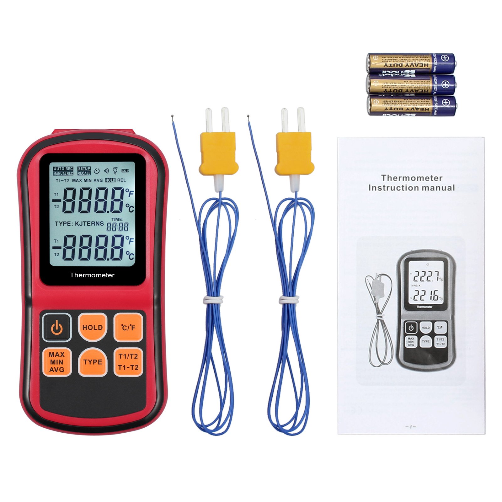 Linkfor Digital Thermometer Thermocouple Support Two K Type Thermocouples K J T E R S N Type Dual Channel Lcd Backlight Temperature Meter Tester Batteries Included Buy Online In Cayman Islands At Cayman Desertcart Com Productid