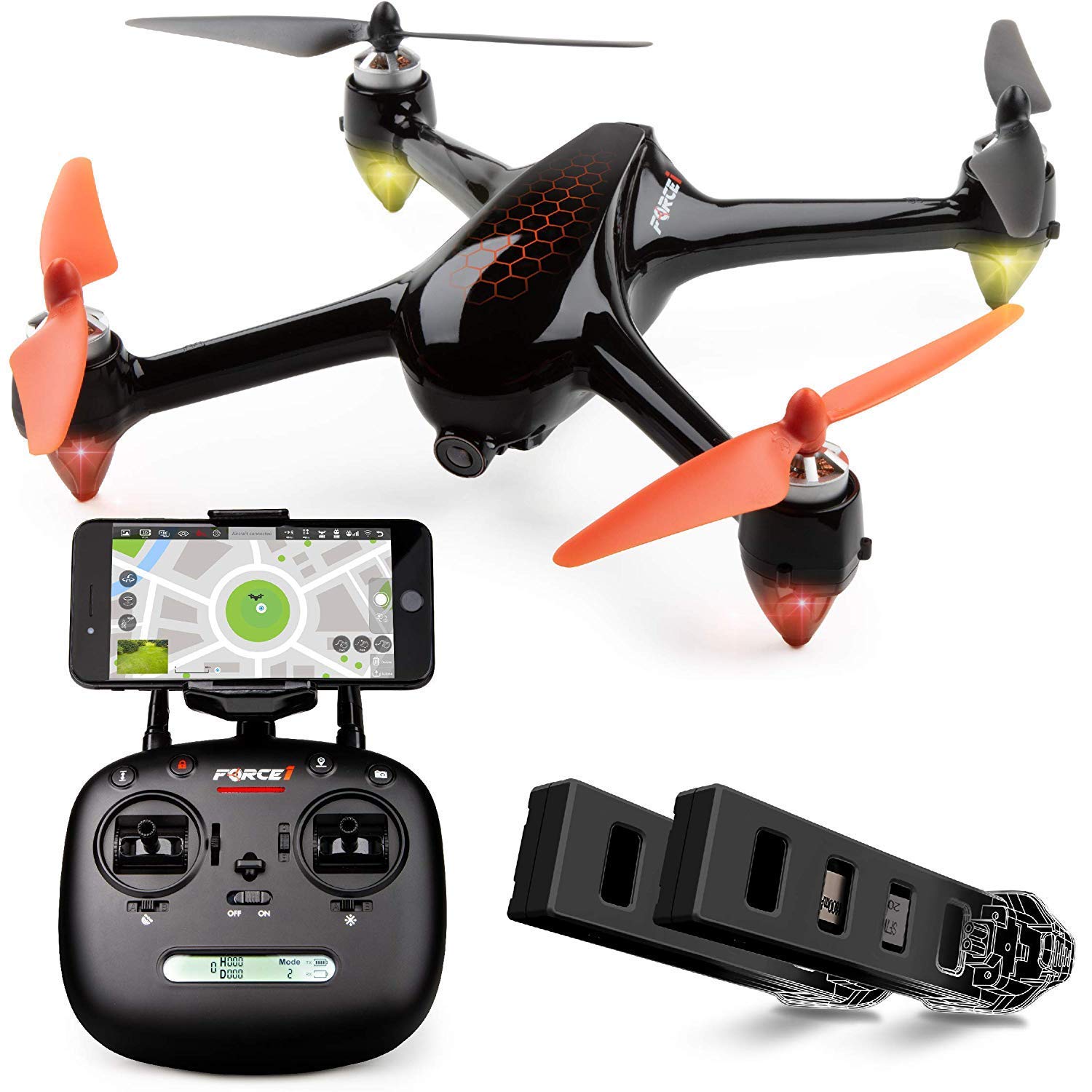 Force1 GPS Drones with Camera F200SE Shadow Hex Follow Me Drone