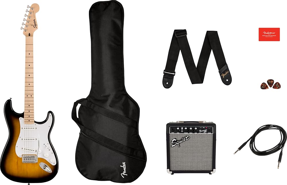 Squier Sonic Stratocaster Pack by Fender Sunburst Maple Fingerboard with Amp Bag