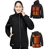 bailinghai Heated Jacket for Women with Bαtterγ Pack, Winter Outdoor Soft Shell Electric Heating Coat with Detachable Hood
