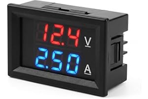 WOWOONE 0.28" LED Digital Voltmeter Ammeter, Digital Voltmeter DC 0-100V 10A with Blue & Red Dual Display, Mini 2-in-1 Volt A