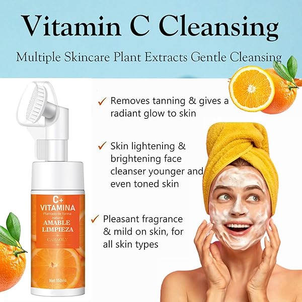 FOAMING FACE WASH WITH VITAMIN C, DEEP CLEAN AND REFRESH FOR RADIANT, HEALTHY, LOOKING SKIN, DAILY FACE WASH, SOFT BRUSH HEAD, 5.1 FL OZ