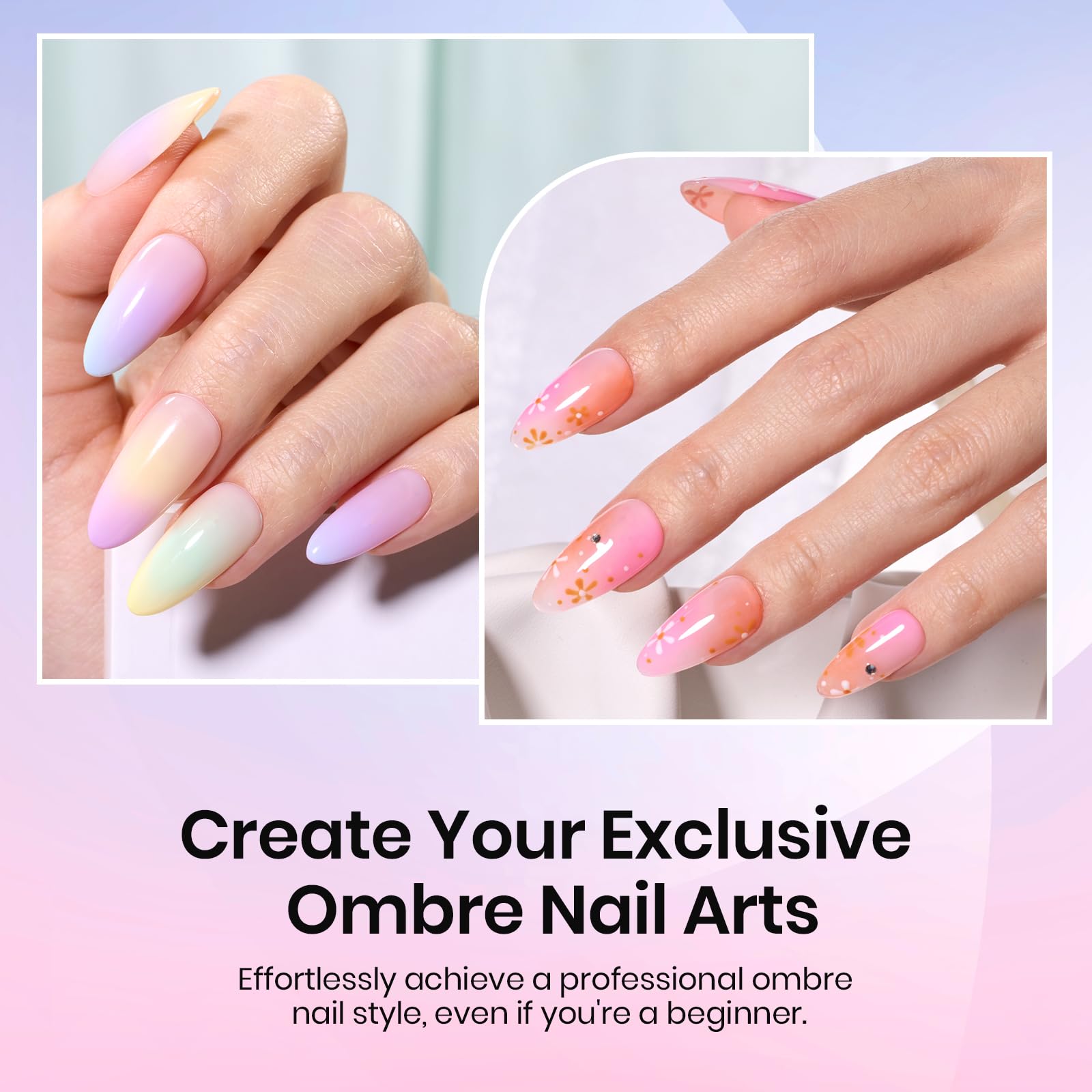 Beetles 204Pcs Soft Nail Sponges for Ombre, Colorful Nail Art Sponges With Grabbing Pen, Aura Nails, Ombre Nail Brush, Manicure Nail Art Tool, Professional Accessories Supplies Nail Art DIY Home Salon - Image 6