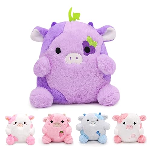 LMTGLDT Cow Plush Cow Stuffed Animals Pillow, Purple Plush Soft