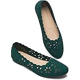 BABUDOG Mesh Ballet Flats Shoes for Women,Womens Flats Dressy Comfortable,Women's Dress Shoes with Flower Eyelets,Slip on Casual Walking Flats
