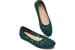 BABUDOG Knit Ballet Flats Shoes for Women,Womens Flats Dressy Comfortable,Women’s Dress Shoes with Flower Eyelets,Slip on Casual Walking Flats