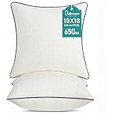 Oubonun 18 x 18 Pillow Inserts Set of 2 - Square Decorative Throw Pillows for Couch Bed Sofa Living Room 100% Polyester Filling Beige 18 Inch Pillows