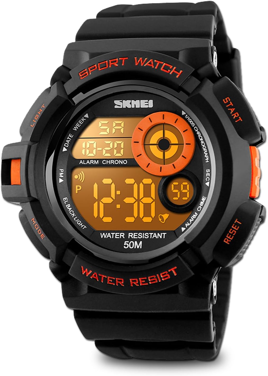 Aposon Mens Digital Sports Watch, Military Army Electronic Watches Running 50M 5 ATM Waterproof Sports LED 7 Colour Wristwatch Water Resistant with Stopwatch